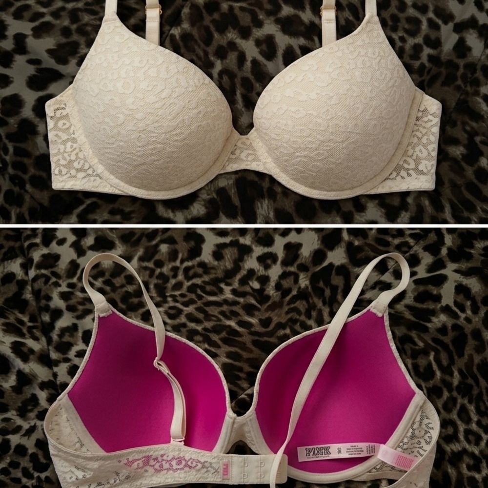 PINK Victoria’s Secret Leopard Lace Push-Up Bra - 38C - Lightly Used